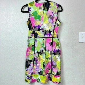 Calvin Klein Watercolor Floral Sleeveless Sheath Dress Size 6 Work Party